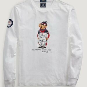 Polo Ralph Lauren Mens White Team USA Polo Bear Olympic Tee Shirt Sweater NWT L